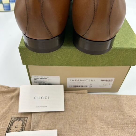 Men’s Gucci, bamboo horse bit leather loafers size 11 fits 11.5 US made in Italy - Picture 7 of 11